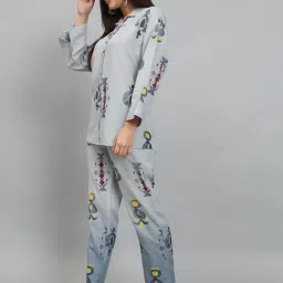 Newd Light Blue Cotton Blend Printed Co-Ord Set image 3