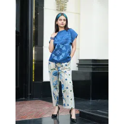 Newd Blue & Beige Cotton Blend Printed Co-Ord Set image 3