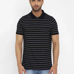 Turtle Navy Slim Fit Striped Polo T-Shirt image 1