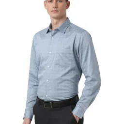 Peter England Blue Cotton Slim Fit Printed Shirt image 3