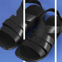 Mochi Men's Black Back Strap Sandals-picture-15