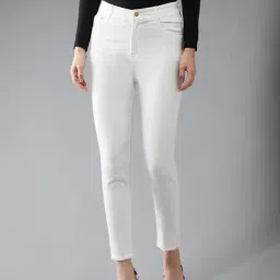 DOLCE CRUDO White Skinny Fit High Rise Stretchable Jeans-picture-30