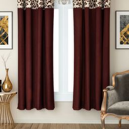 SWAYAM Coffee Brown Set of 2 Window Curtains-image-60