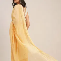 Jaypore Yellow Cotton Silk Embroidered Mukaish Saree image 2