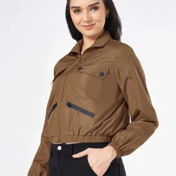 People by Pantaloons Brown Plain Jacket image 3