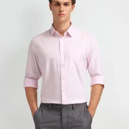 Arrow Pink Cotton Regular Fit Self Pattern Shirt-picture-14