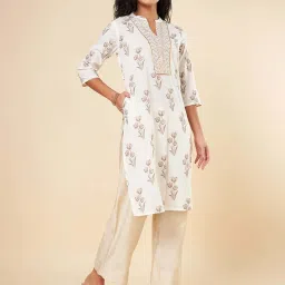 Rangmanch by Pantaloons White Floral Printed Kurta image 3