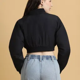 Forever 21 Black Regular Fit Bomber Jacket image 3