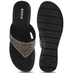 Rocia by Regal Women's Black Thong Wedges image 3