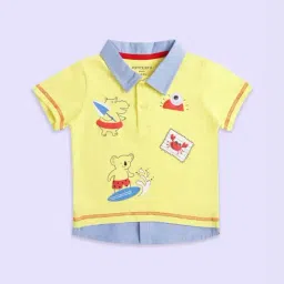 Pantaloons Baby Yellow & Blue Cotton Printed Polo T-Shirt-picture-30