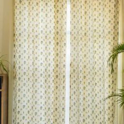 Urban Space Blue Cotton Door Curtain With Tieback & Eyelet - Set of 2-picture-23