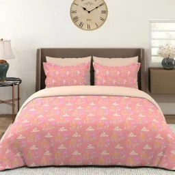 Layers Basicx Pink Cotton 120 TC King Bedsheet with 2 Pillow Covers-image-29