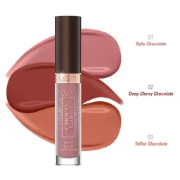 Eveline Cosmetics Choco Glamour Vinyl Gloss Lip Liquid N01 Ruby Chocolate - 4.5 ml image 5