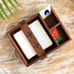 ExclusiveLane Brown Sheesham Wood Geometric Blocks Handcarved Napkin Holder-image-66