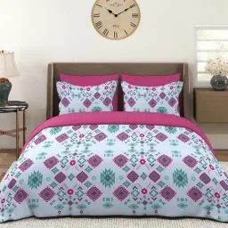 Layers Basicx Blue Cotton 120 TC King Bedsheet with 2 Pillow Covers-image-45