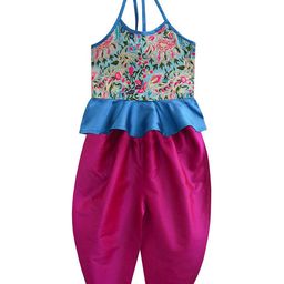 a.t.u.n. A T U N Girls Pink & Blue Self Design Top with Dhoti Pants-picture-23