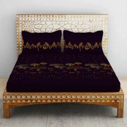Spaces Rangana Swarna Printed Lavender 210 TC Cotton Double Bedsheet with 2 Pillow Covers-picture-49