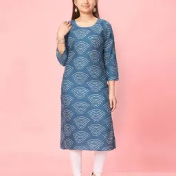 Aarika Kids Blue & White Cotton Printed Kurti Set-image-76