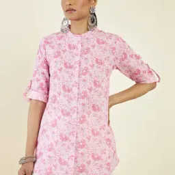 Soch Pink Cotton Floral Print Shirt-image-93