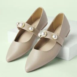Forever Glam by Pantaloons Women's Tan Mary Jane Shoes-picture-9