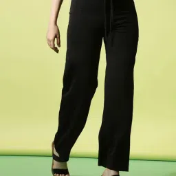 SELVIA Black Regular Fit Mid Rise Trousers-image-17