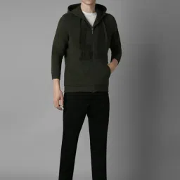 Louis Philippe Green Cotton Regular Fit Printed Hooded Sweatshirt image 5