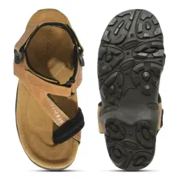 Woodland Men's Gold Cross Strap Sandals image 4