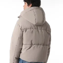 Only Grey Blended Solid Puffer Jacket image 2