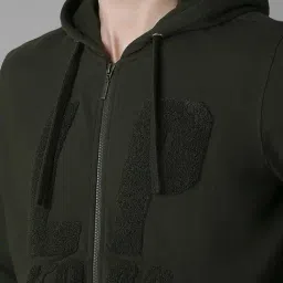 Louis Philippe Green Cotton Regular Fit Printed Hooded Sweatshirt image 4