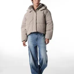 Only Grey Blended Solid Puffer Jacket image 5