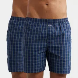 Jockey 1223 Men's Super Combed Mercerized Cotton Woven Checkered Boxer Shorts (Pack of 2)-picture-16