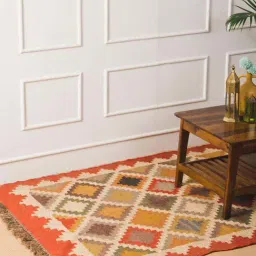 Fabindia Home Frida Rust Jute Wool Blend Woven Medium Dhurrie-picture-17