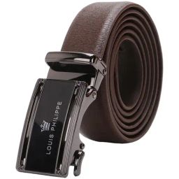Louis Philippe Brown Leather Waist Belt For Men-picture-16