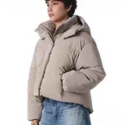 Only Grey Blended Solid Puffer Jacket image 4
