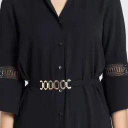 SHAYE Black Regular Fit A Line Dress image 5