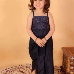 VASTRAMAY Girls Navy Embroidery Lehenga Cholis-picture-36