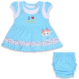 Wish Karo Kids Blue Printed Frock & Briefs-picture-25