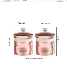 VarEesha Red Ceramic Cylindrical Jars - Set of 2 image 5