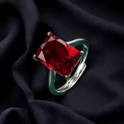 Designs & You Silver-Plated CZ Stone-Studded Adjustable Finger Ring-picture-35