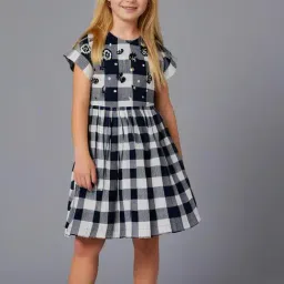 Cherry Crumble By Nitt Hyman Kids Black & Off White Embroidered Dress-picture-42