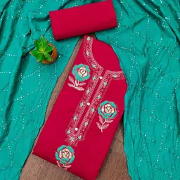 KALINI Floral Embroidered Beads & Stones Unstitched Dress Material-picture-31