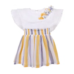 Wish Karo White & Yellow Striped Georgette Dress-picture-32