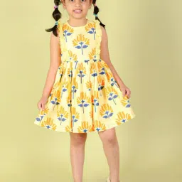 Lil Drama Kids Yellow Floral Print Dress-image-10