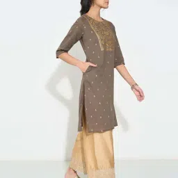 Rangmanch By Pantaloons Brown Regular Fit Printed Kurta image 3