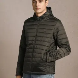Louis Philippe Black Regular Fit Hooded Jacket image 3