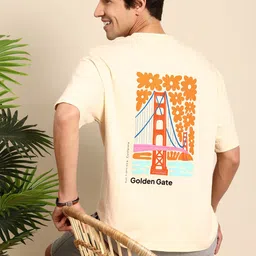 Mast & Harbour Graphic Printed Drop-Shoulder Sleeves Oversized Pure Cotton T-shirt-picture-25