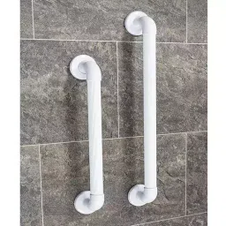 Implemental Grab Rail Bar 203.2 mm (8 Inch) ABS White Groove for Safe Grip image 2