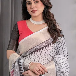 MAHARANI COUTURE Geometric Printed Pure Cotton Kanjeevaram Saree-picture-38