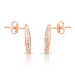 Zavya 925 Sterling Silver Rose Gold-Plated Cubic Zirconia Studded Leaf Shaped Studs image 4