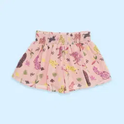 Pantaloons Junior Peach Cotton Printed Skirt image 2